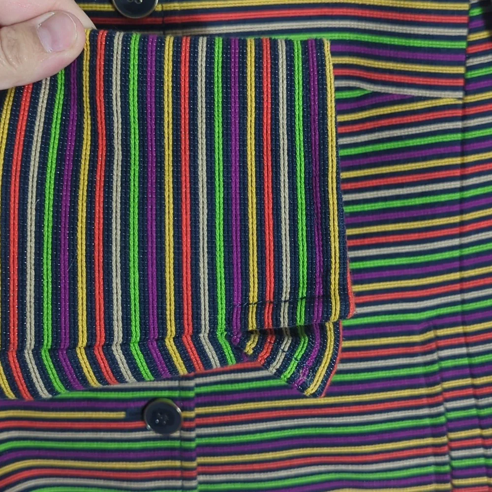Talbots Women's Blazer Rainbow Striped‎ Mandarin Collar Button Front Colorful 10